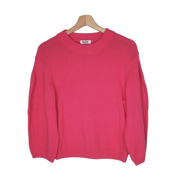 525 America Cropped Sweater Cotton Volume Sleeve Party Pink SP21S002 Size Medium - Picture 1 of 8